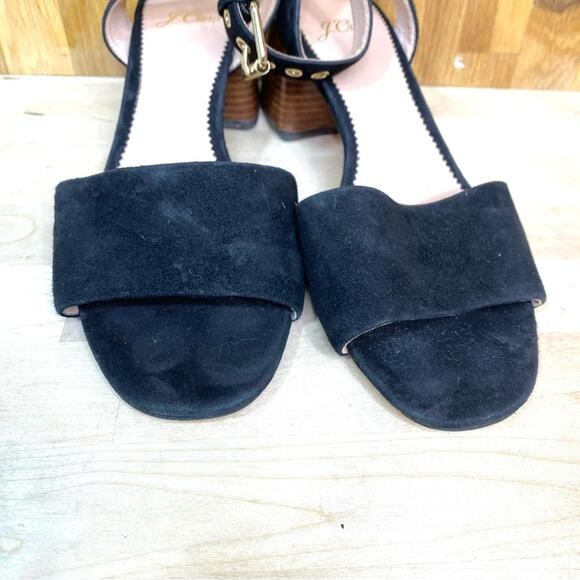 J Crew Penny Buckled Ankle Strap Sandals in Black Suede - Picture 2 of 11